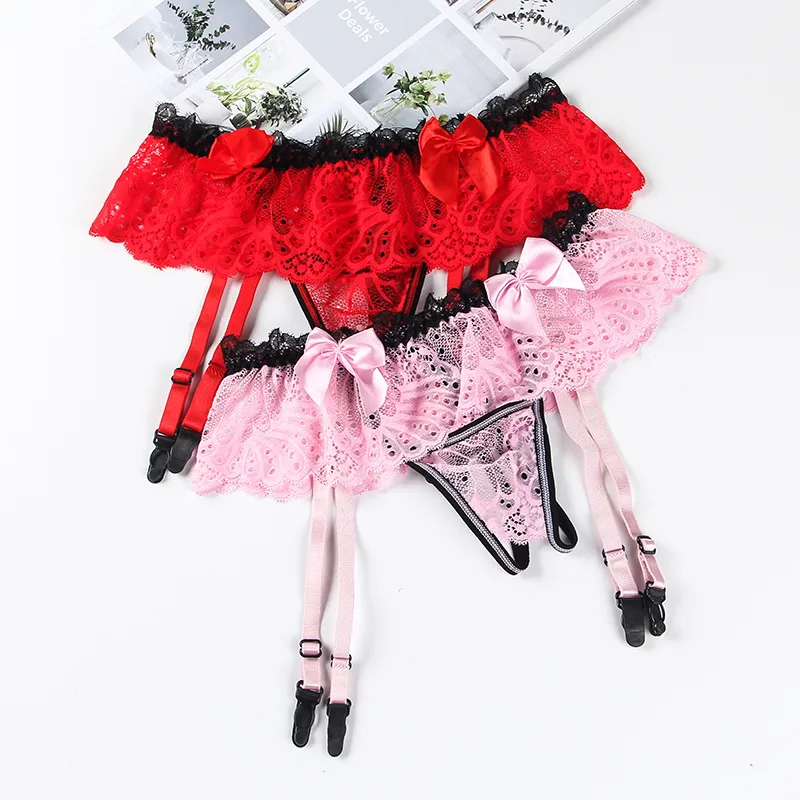 大人可愛い セクシー レース 穴開き 配色 リボン マンネリ解消 Tバック・タンガ