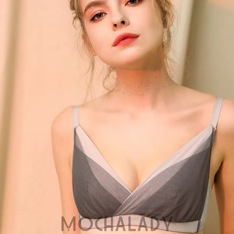 （Bカップ）着心地良いレースパッドありワイヤーなし後ろホックミニ丈調節可ノンワイヤーブラジャー