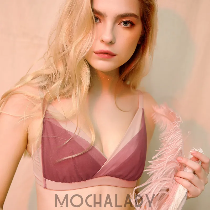 （Bカップ）着心地良いレースパッドありワイヤーなし後ろホックミニ丈調節可ノンワイヤーブラジャー