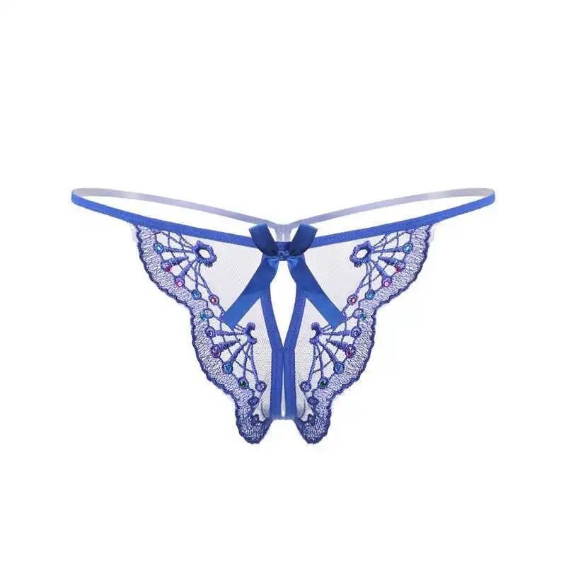 圧倒的セクシー ラインストーン飾り エロい 穴開き レース 蝶 スケスケ 露出 Tバック・タンガ