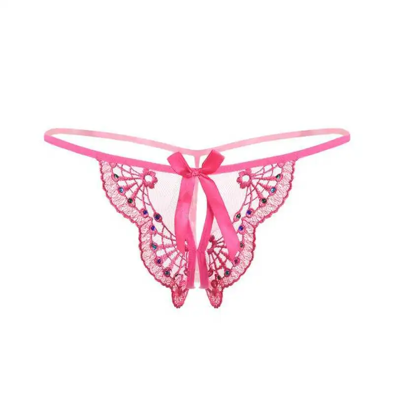 圧倒的セクシー ラインストーン飾り エロい 穴開き レース 蝶 スケスケ 露出 Tバック・タンガ
