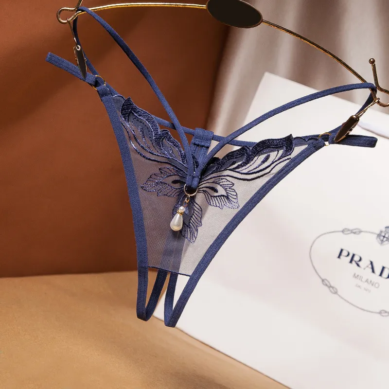 フェミニン レース 切り替え セクシー 穴開き マンネリ解消 誘惑 エッチ ビーズ付き 刺繡 Ｔバック・タンガ