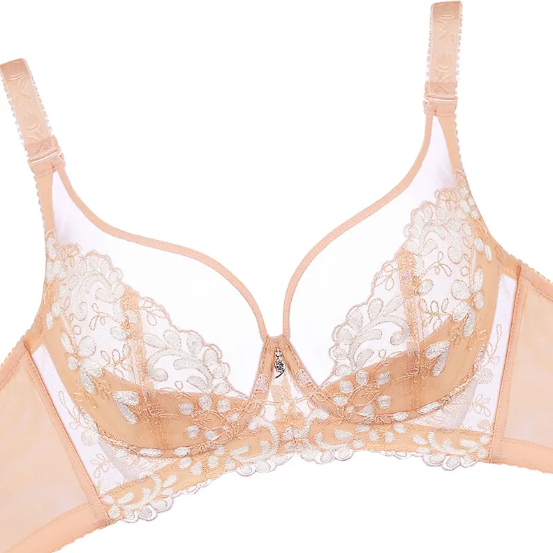 （B-Fカップ）刺繡 大きいサイズ レース 調整可能 ワイヤー入り ブラジャー