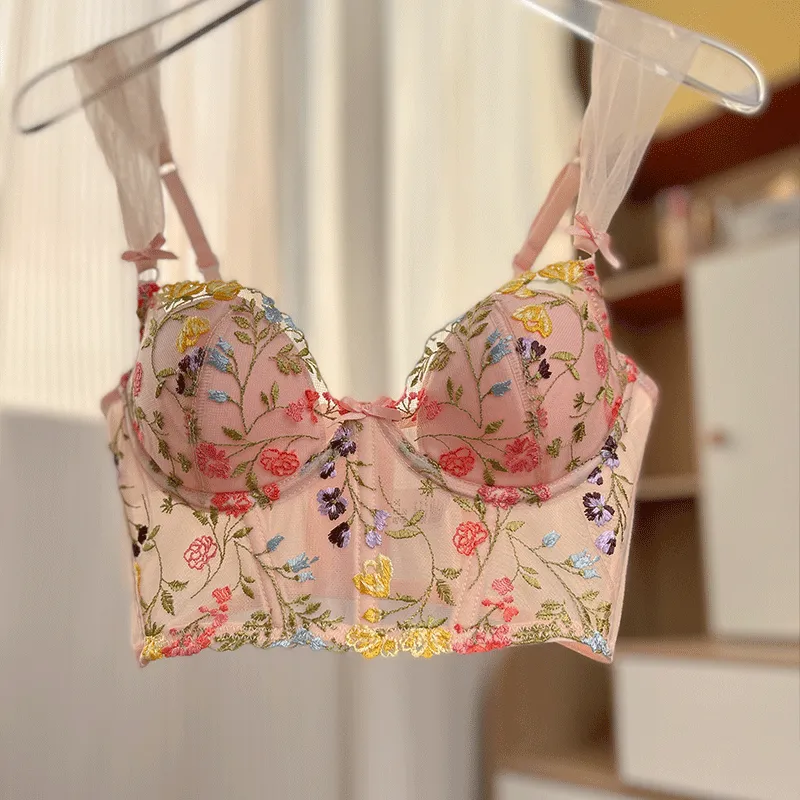 絶対欲しい 花模様 刺繍 A-Cカップ 花柄 ワイヤー入り 着瘦せ 谷間メイク ブラジャー