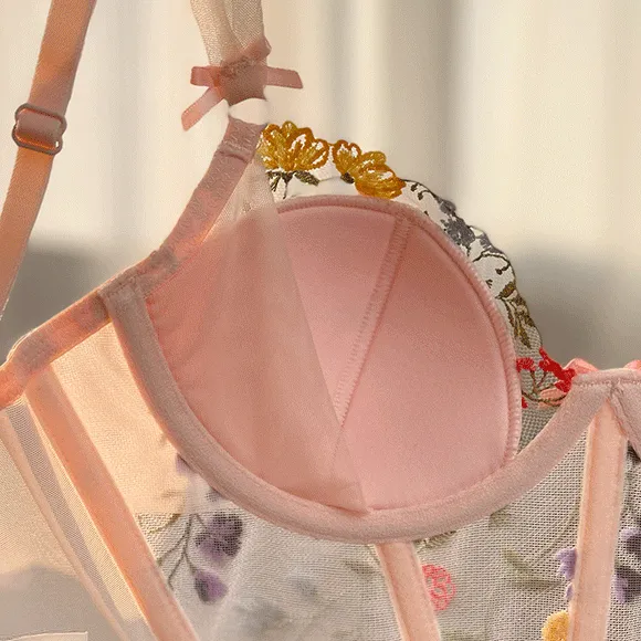 絶対欲しい 花模様 刺繍 A-Cカップ 花柄 ワイヤー入り 着瘦せ 谷間メイク ブラジャー