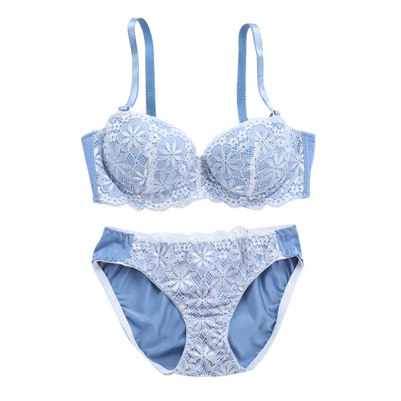 （A-Bカップ）しっかり盛れる ファッション 花柄あり ワイヤー入り 後ろホック キュート ブラ・ショーツセット
