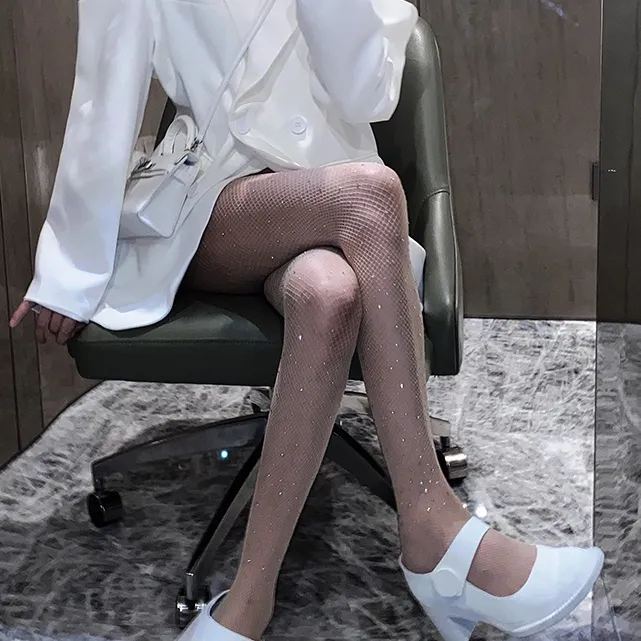 セクシー レース 透かし彫り ラインストーン パンティストッキング