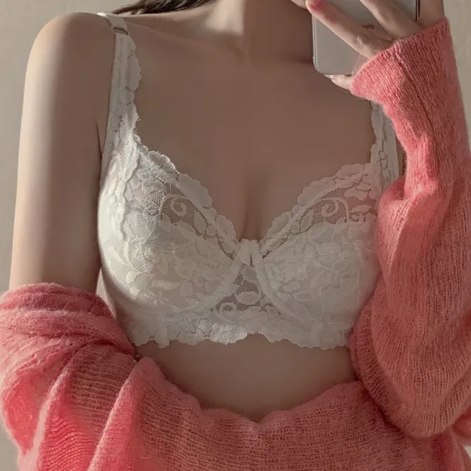 谷間メイク レース 薄手 ワイヤー入り 脇高 A-Cカップ 通気性良い 盛れる ブラジャー