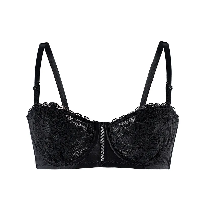 気質満点 花模様  刺繍 谷間メイク レース A-Bカップ  ソフトワイヤー  ブラジャー