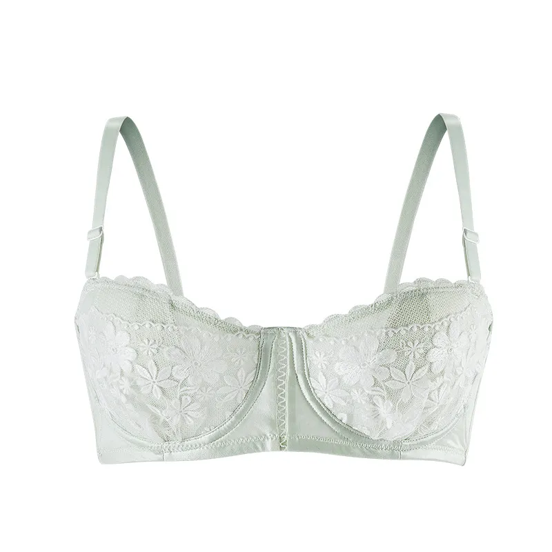気質満点 花模様  刺繍 谷間メイク レース A-Bカップ  ソフトワイヤー  ブラジャー