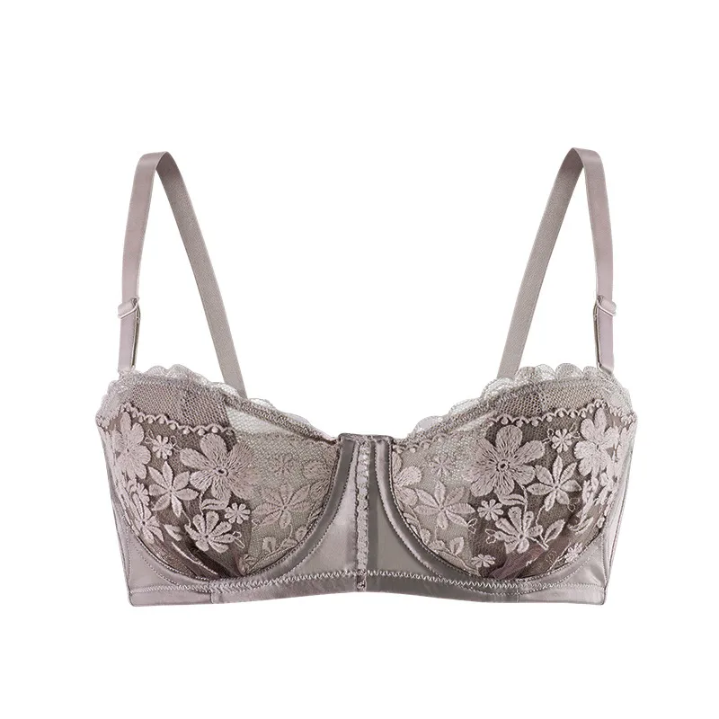 気質満点 花模様  刺繍 谷間メイク レース A-Bカップ  ソフトワイヤー  ブラジャー