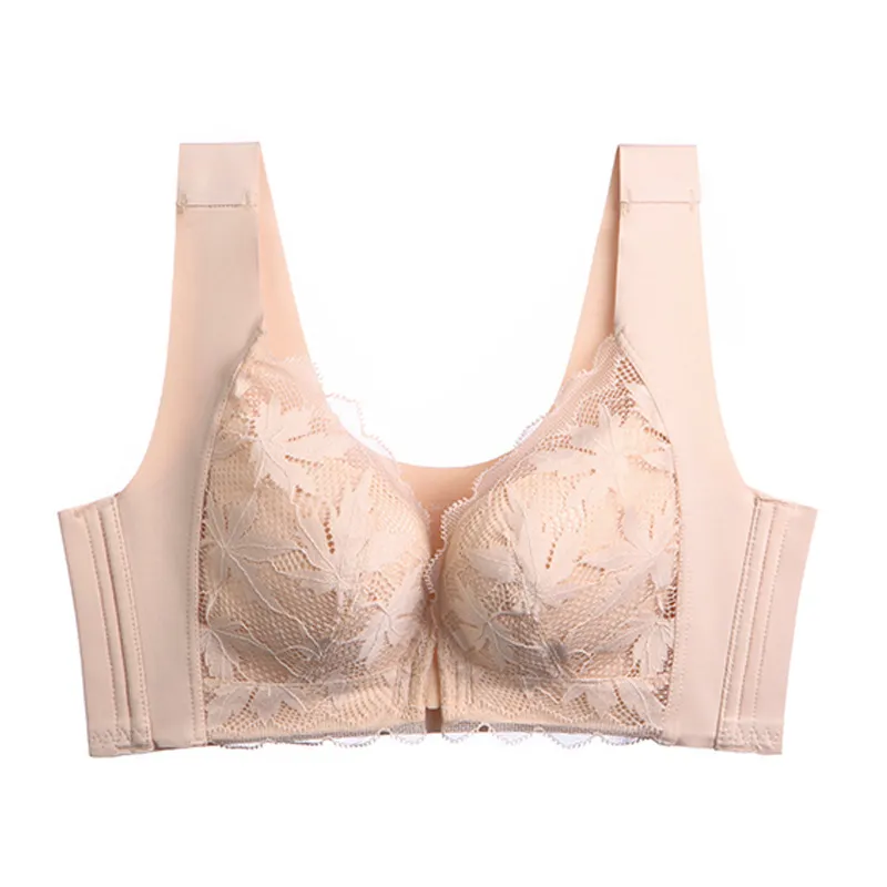 寝ながら育乳 4色 補正下着 レース 切り替え B-Dカップ 前ホック 夜用ノンワイヤー ナイトブラ