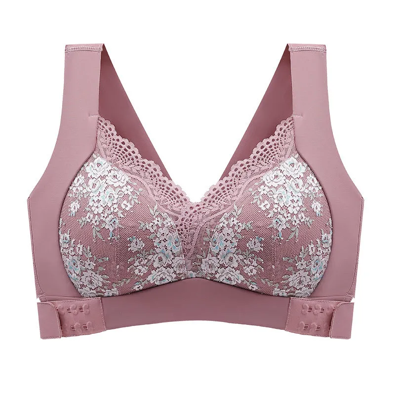 B-Eカップ 体型補正 レース 切り替え フロントホック 寄せ上げ ハミ肉ゼロ 配色 ノンワイヤー　ナイトブラ