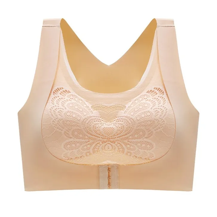大きいサイズも揃えた 流れ防止 前ホック 夜用ブラ ノンワイヤー 違和感ゼロ 育乳 ナイトブラ