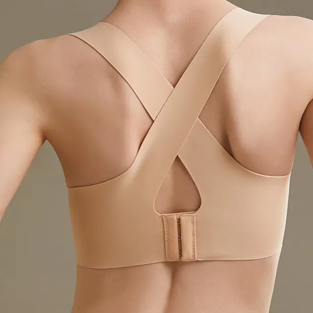 厳選素材 美胸メイク 前ホック 昼夜兼用  姿勢矯正 ノンワイヤー 補正下着 マジックシール ナイトブラ