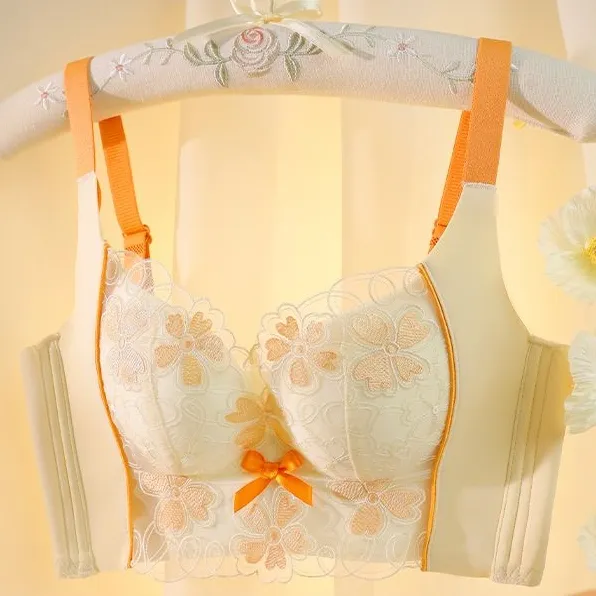 (A-Cカップ) ノンワイヤー 谷間メイク レース ハミ肉ゼロ 離れ乳改善  ナイトブラジャー