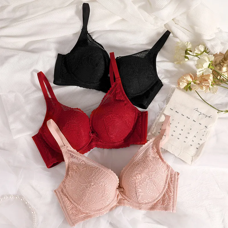 フェミニン 背中スッキリ ソフトワイヤー B-Cカップ レース 美胸 ブラジャー