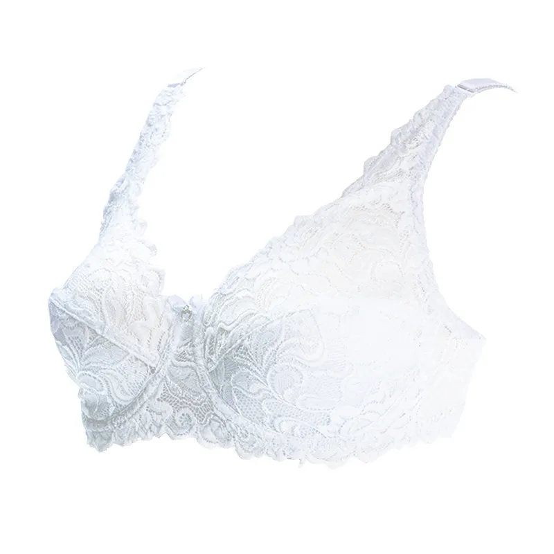(D-Eカップ）大きいサイズ レース 薄手 ワイヤー入り 盛れる 中心に寄せ ブラジャー