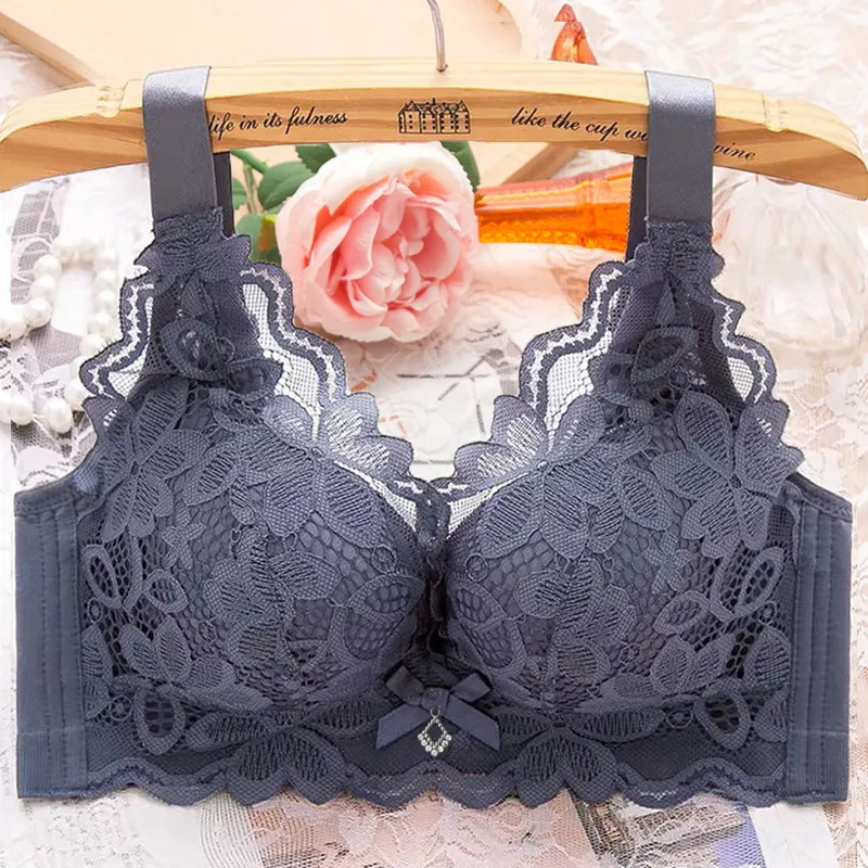 (A-Cカップ) ノンワイヤー レース 胸小さく見え しっかり美胸 谷間メイク  ナイトブラ