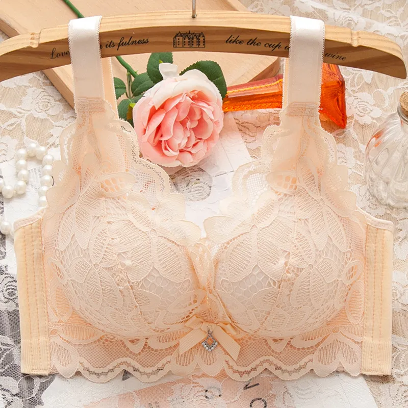 (A-Cカップ) ノンワイヤー レース 胸小さく見え しっかり美胸 谷間メイク  ナイトブラ
