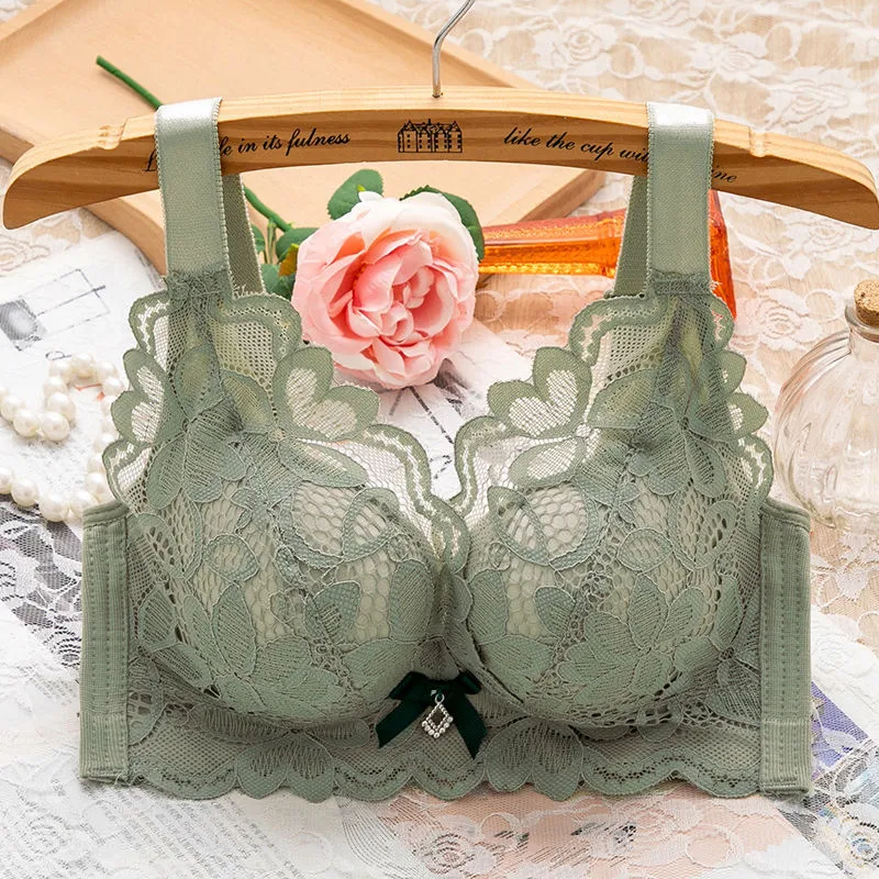(A-Cカップ) ノンワイヤー レース 胸小さく見え しっかり美胸 谷間メイク  ナイトブラ