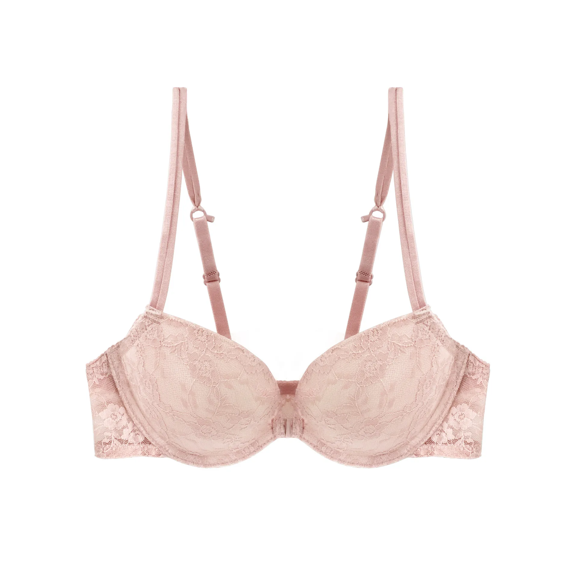 (A-Bカップ）シンプル シームレス フロントホック レース ワイヤー入り ブラジャー