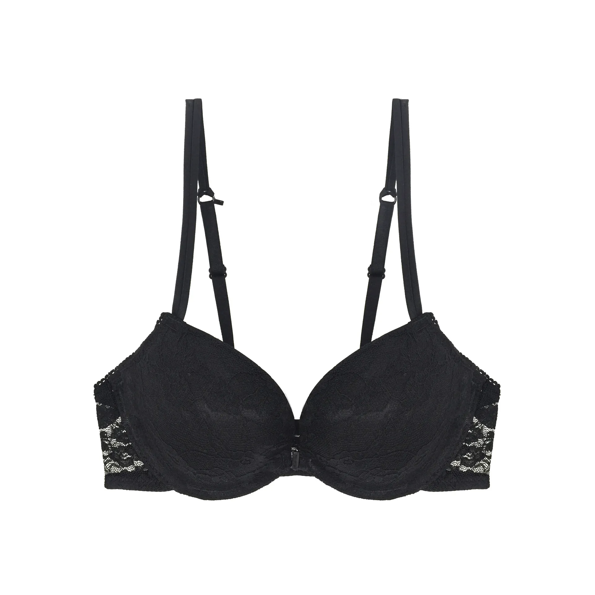 (A-Bカップ）シンプル シームレス フロントホック レース ワイヤー入り ブラジャー