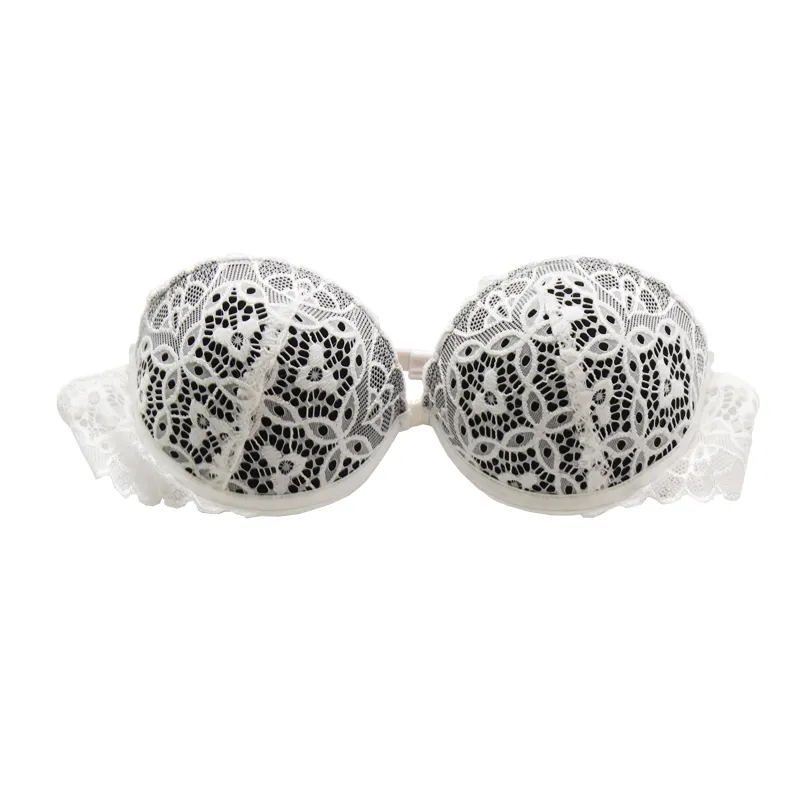 A-Fカップセクシー フロントホック レース 肩紐なし 盛れる 背中魅せ ワイヤー入り ブラジャー