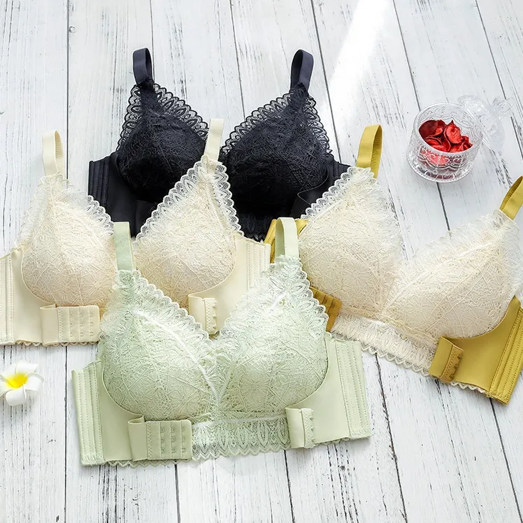 胸小さく見え ナイトブラ 脇高 楽ちん 補整 B-Dカップ レース 高通気性 ノンワイヤー ブラジャー