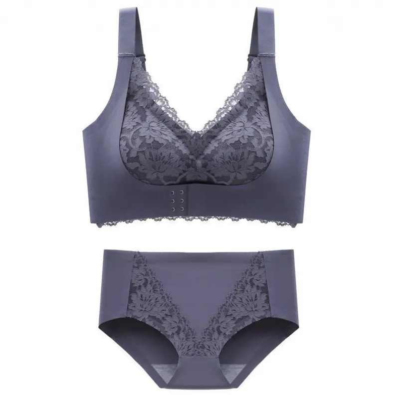 離れ乳改善 太いストラップ 安定性 ナイト用 A-Cカップ ノンワイヤー ブラ・ショーツセット