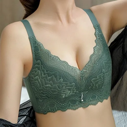 (A-Cカップ) レース ノンワイヤー 谷間メイク レース 離れ乳改善 ハミ肉ゼロ ナイトブラ