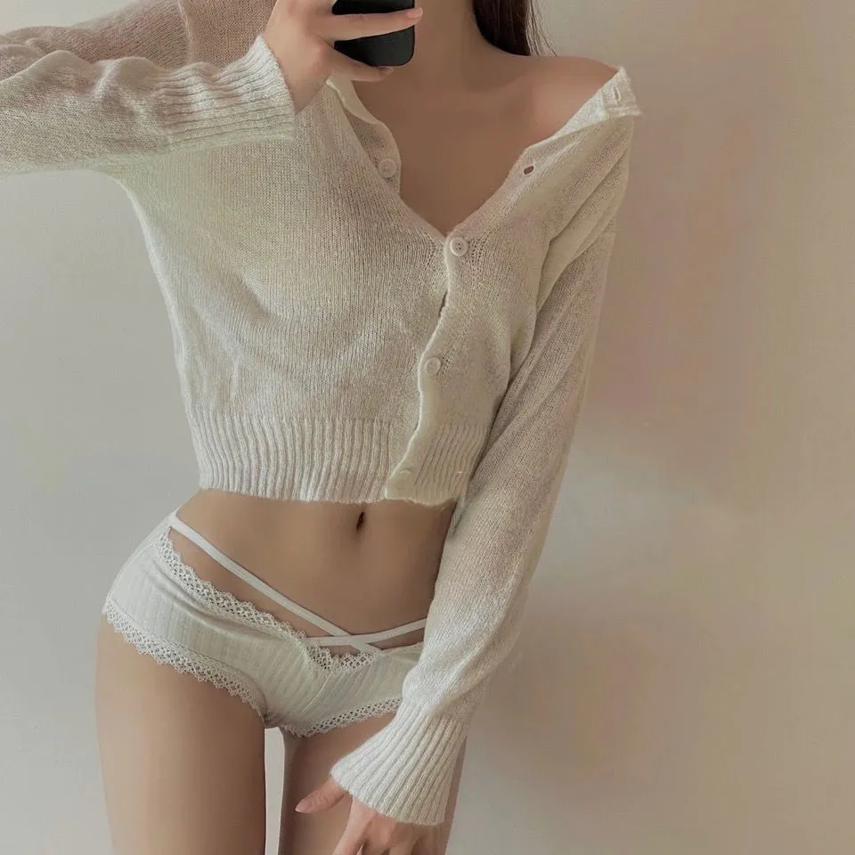 綿100% 6色 柔らかい クロス 透かし彫り レース 切り替え 着心地良い 快適 カワイイ スタンダードショーツ