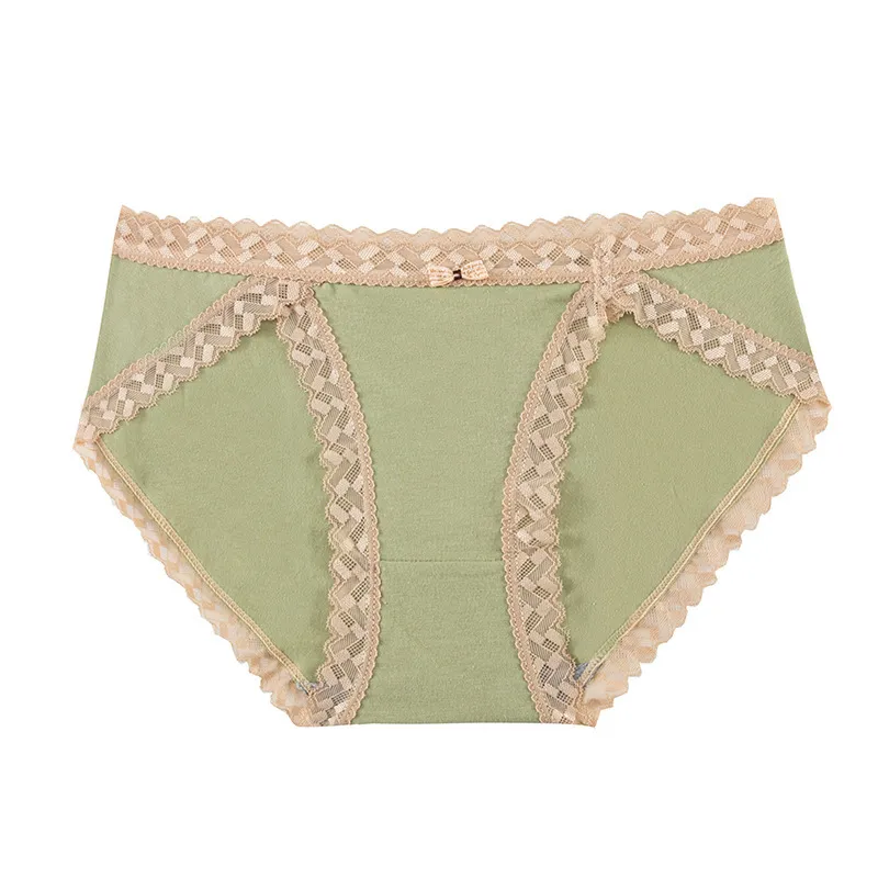 清新 人気新作 レース 高通気性 切り替え 配色 コットン スタンダードショーツ