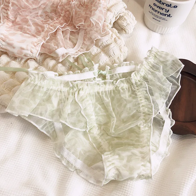 清新 大人可愛い スケスケ ヒョウ柄 リボン 美尻 通気性良い スタンダードショーツ