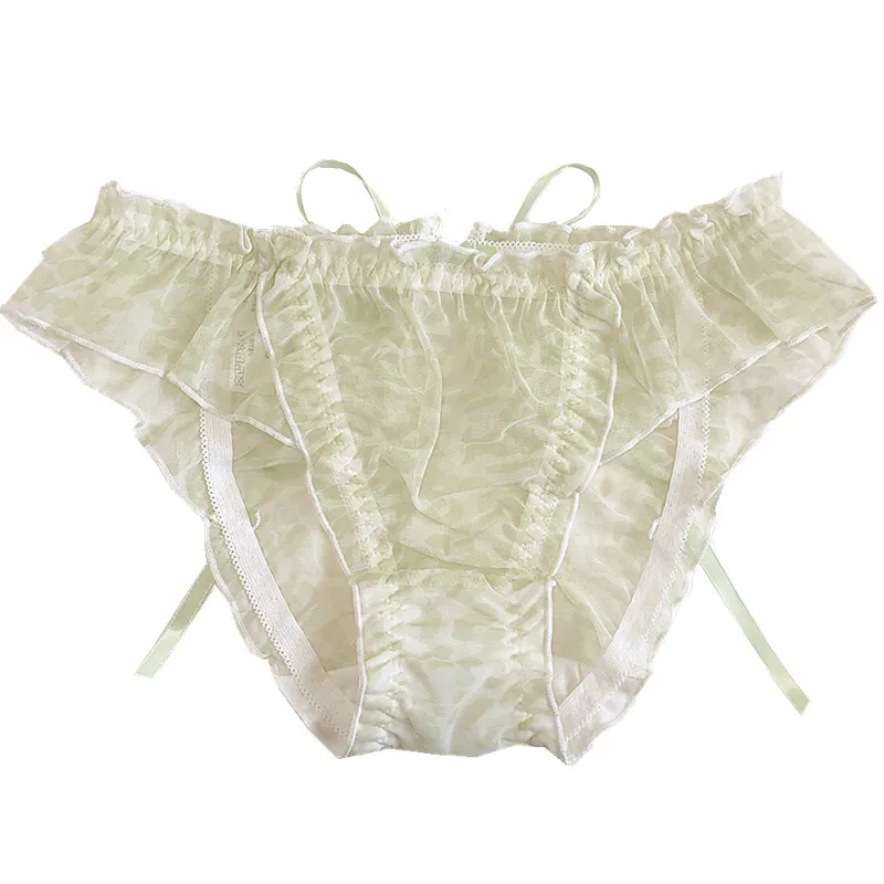 清新 大人可愛い スケスケ ヒョウ柄 リボン 美尻 通気性良い スタンダードショーツ