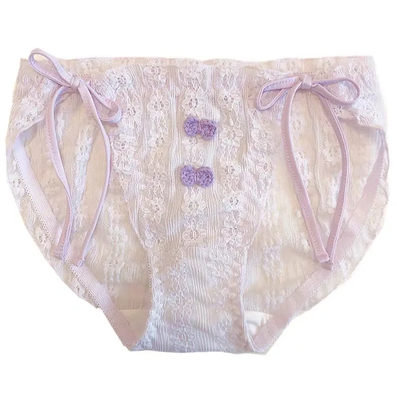 甘さたっぷり 3色展開 ボウタイ レース 切り替え リボン スタンダードショーツ