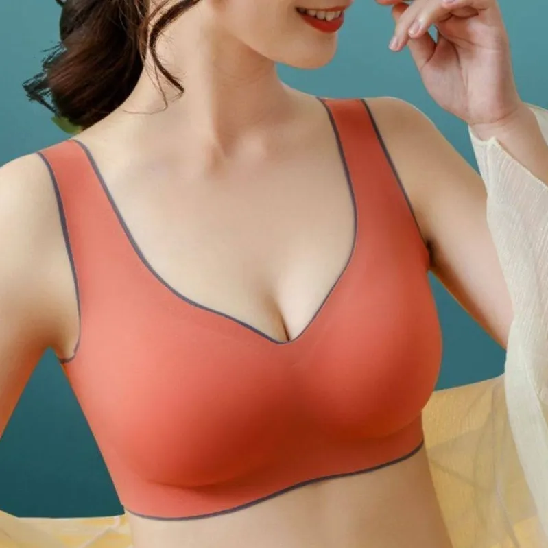 (A-Bカップ) 痕跡なし ノンワイヤー 高通気 無地 切り替え 谷間メイク 育乳ナイト ブラジャー