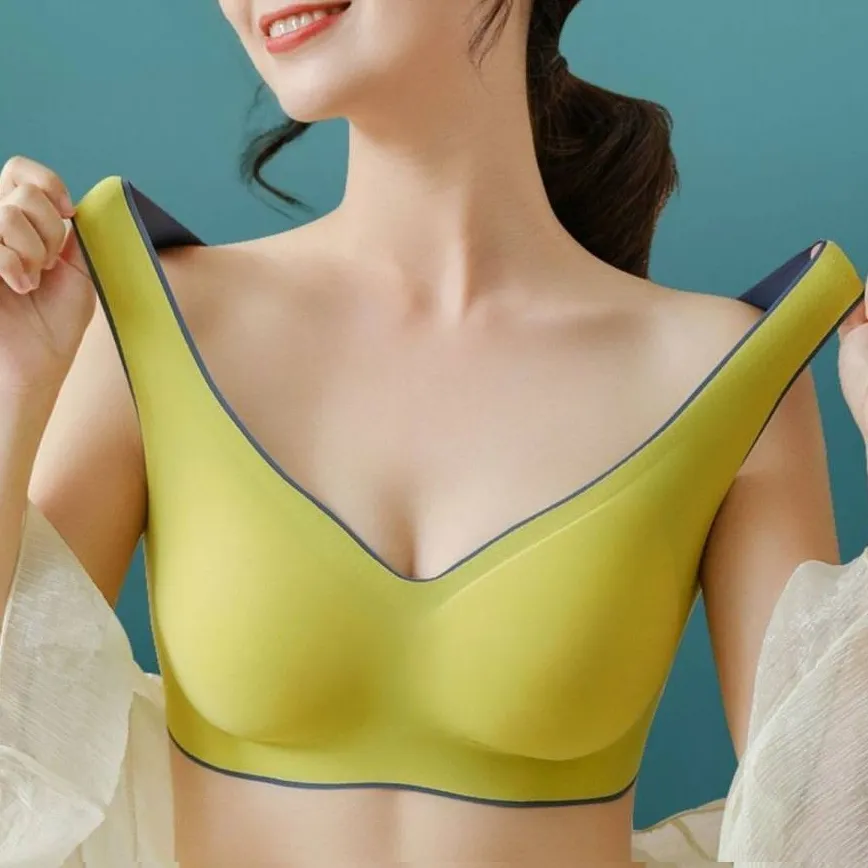 (A-Bカップ) 痕跡なし ノンワイヤー 高通気 無地 切り替え 谷間メイク 育乳ナイト ブラジャー