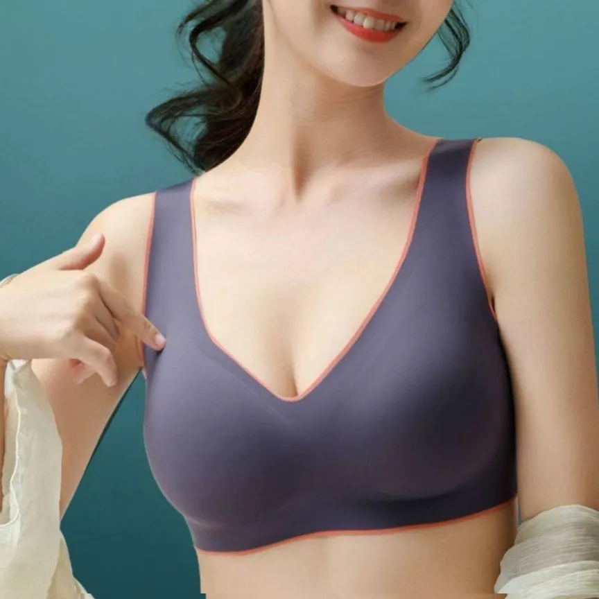 (A-Bカップ) 痕跡なし ノンワイヤー 高通気 無地 切り替え 谷間メイク 育乳ナイト ブラジャー