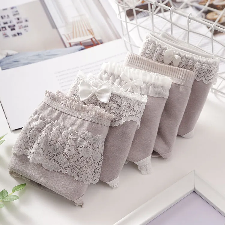 【五点セット】お買い得 少女 学生 可愛い 伸縮性がある 肌に優しい レース スタンダードショーツ