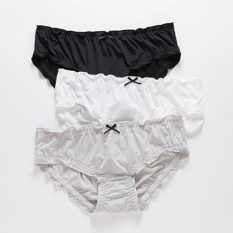 シンプル 無地 通気性良い リボン付き クッション性 全6色 シームレス スタンダードショーツ
