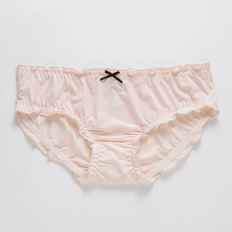 シンプル 無地 通気性良い リボン付き クッション性 全6色 シームレス スタンダードショーツ