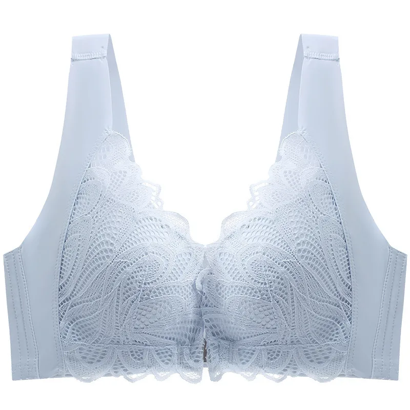 脇高設計 4色 レース 切り替え 育乳 サポート感 前ホック ノンワイヤー 補正下着 ナイトブラ