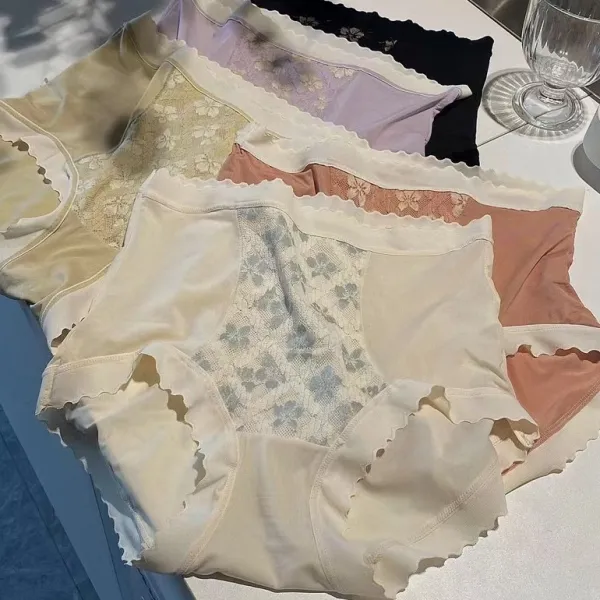  3枚組 レース 高通気 無地 オシャレ清新 ハイウエスト 接触冷感 ショーツ