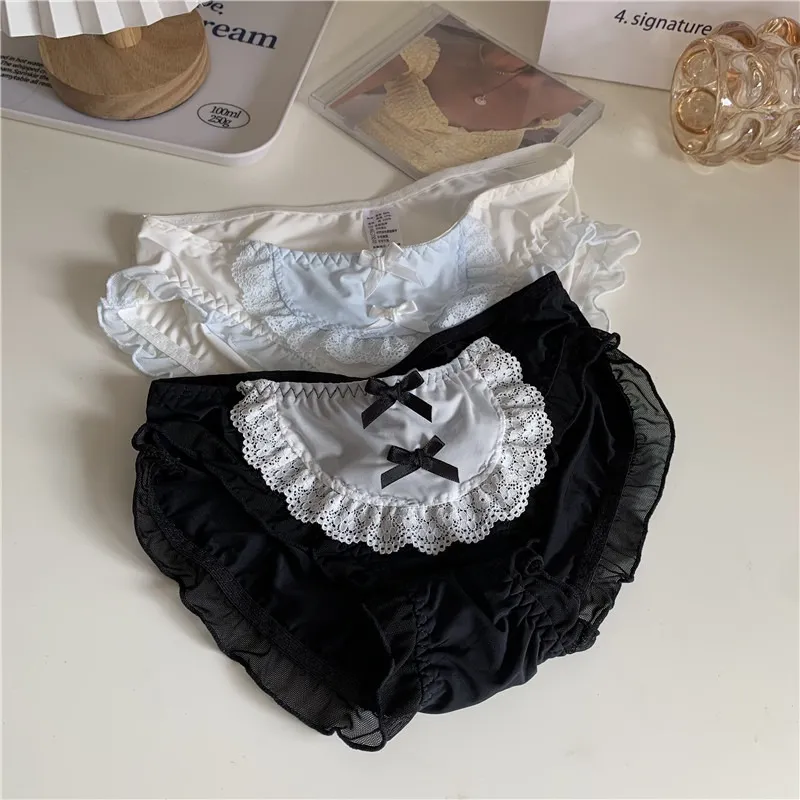 3枚組 配色 レース ロリ 切り替え キュートリボン ショーツ