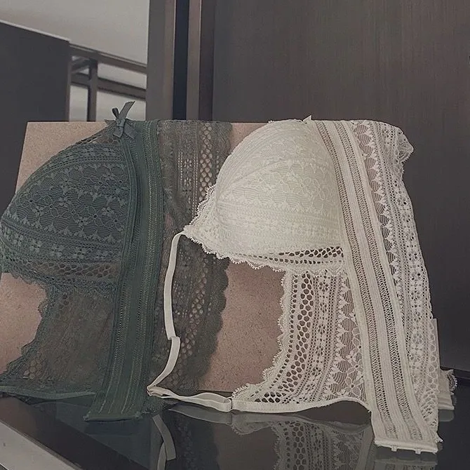 セクシー フランス式 レース A-Dカップ ノンワイヤー 後ろホック 三角カップ 美胸 ブラ・ショーツセット
