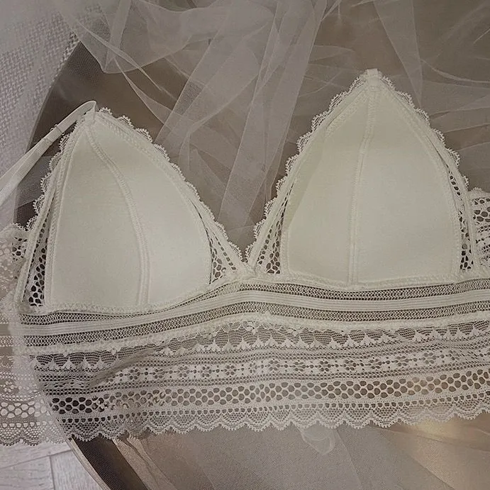 セクシー フランス式 レース A-Dカップ ノンワイヤー 後ろホック 三角カップ 美胸 ブラ・ショーツセット