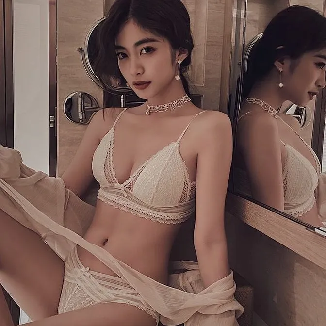 セクシー フランス式 レース A-Dカップ ノンワイヤー 後ろホック 三角カップ 美胸 ブラ・ショーツセット