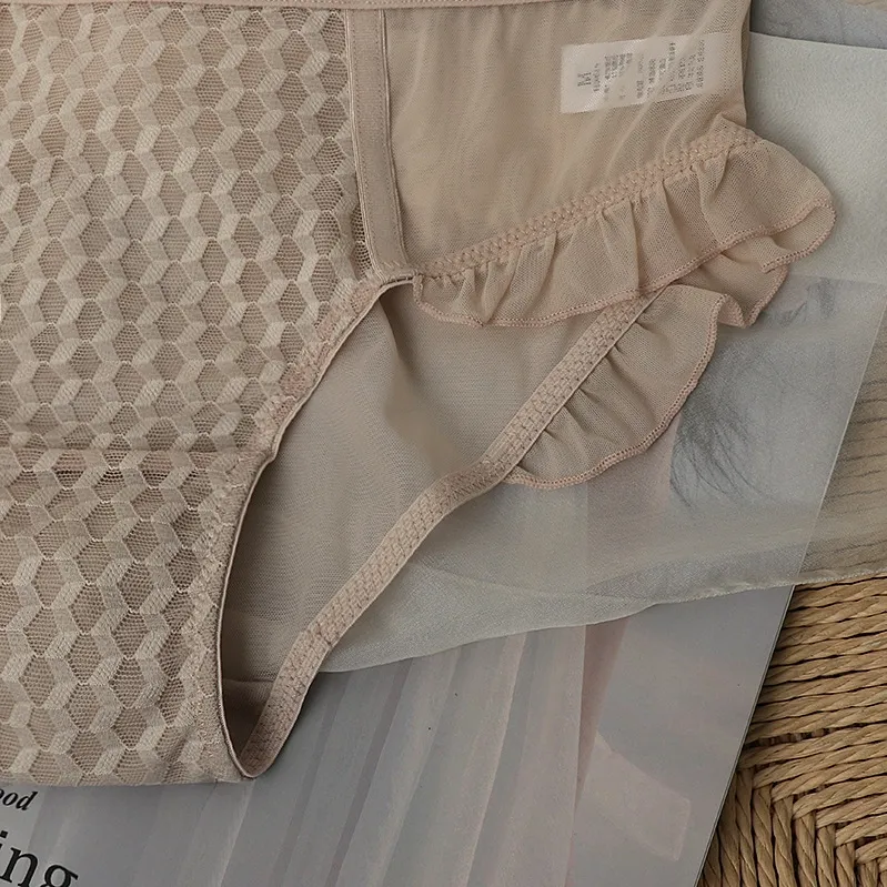 可愛いデザイン フリル コットン 肌に優しい 少女 学生 高通気 スタンダードショーツ