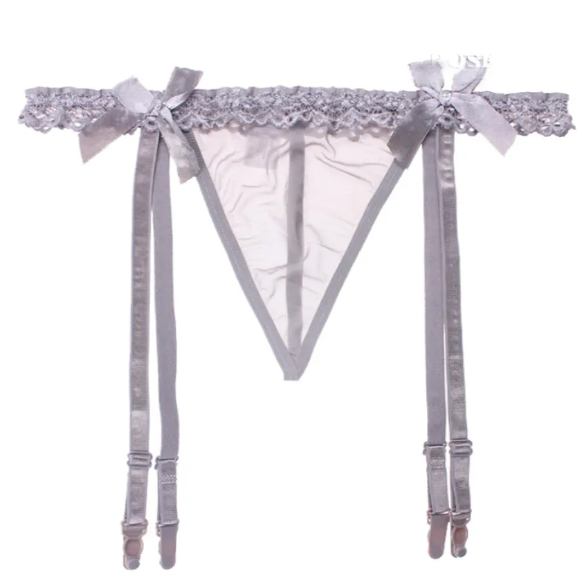 セクシー レース リボン ガーターベルト 誘惑 パンティ 薄手 Ｔバック・タンガ